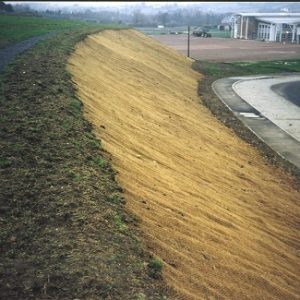 Coir mesh erosion control matting bank